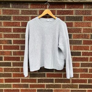 GAP Gray Chunky Knit Cropped Wide Sleeve Sweater